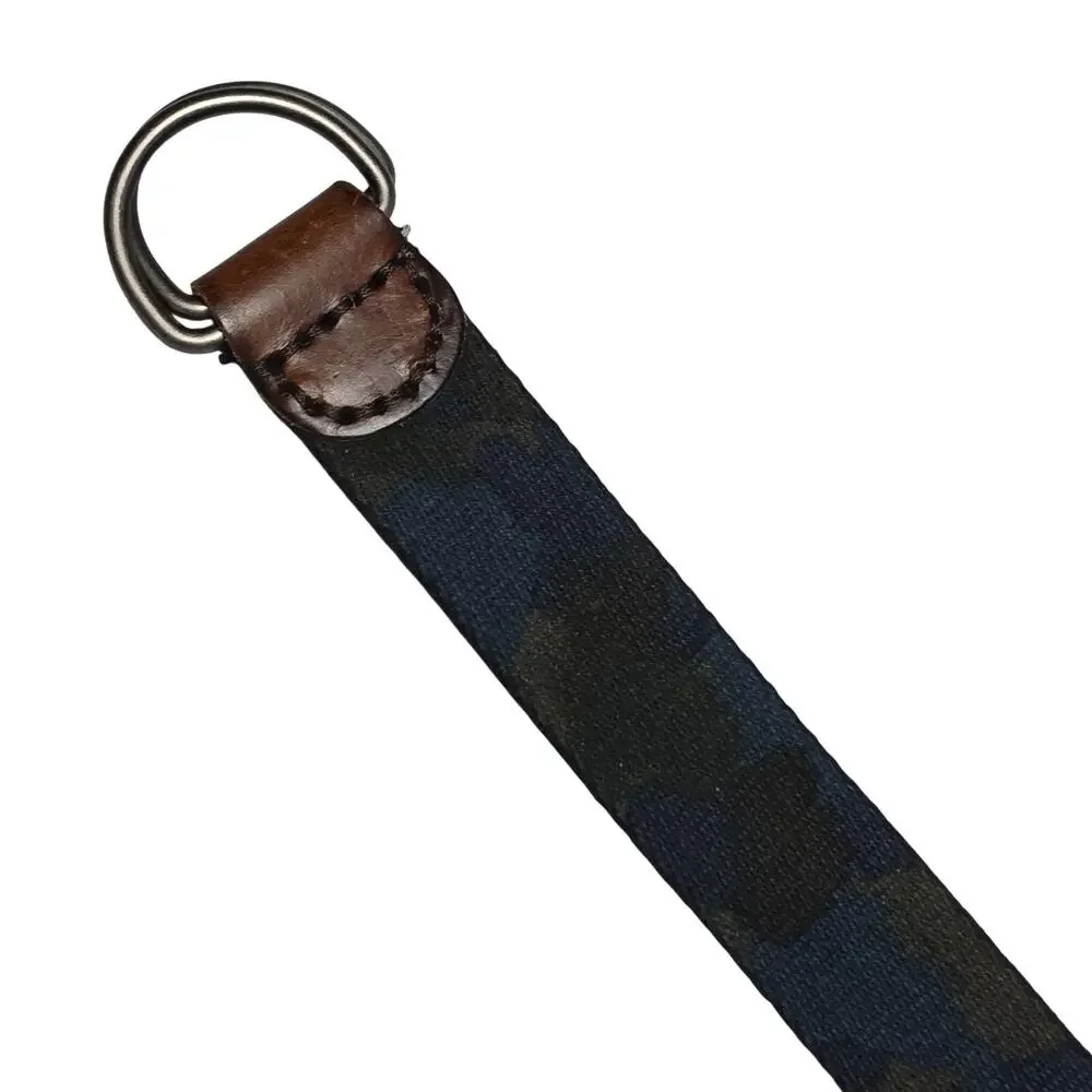 Vintage Abercrombie Canvas Leather Camo Belt Blue Green Moose Logo Boys 28